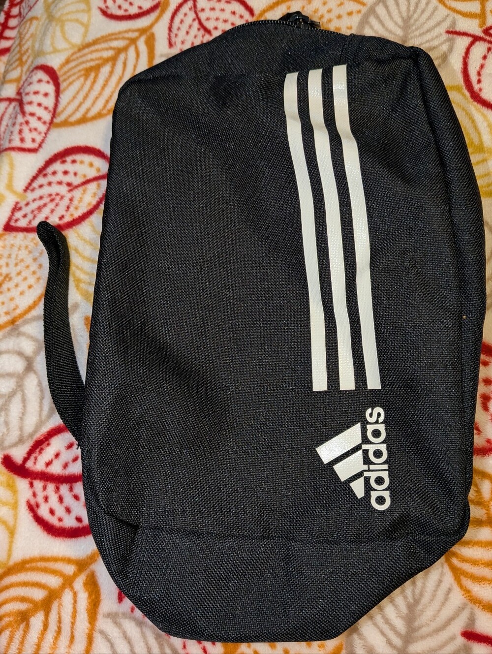 adidas Black Toiletry Pouch with White Three-Stripes